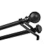 Kenney Ball Standard Decorative Window Double Curtain Rod, 66 to 120-Inch, Matte Black primary