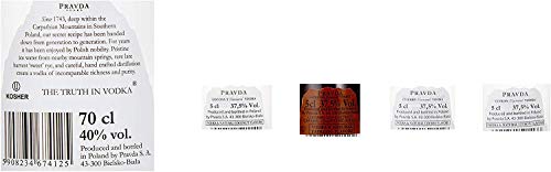 Pravda Wodka Geschenkset mit 4 verschiedenen flavored Miniaturen zum verschenken und sammeln (1 x 0.7 l + 4 x 0.05 l) – Bild 6