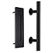 Orgerphy Black 12 Inch Round Sliding Barn Door Pull Handle Set | Black Heavy Duty Solid Steel Gate Handle | for Barn Door Gates Garages Sheds
