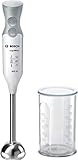 Bosch Ergo Mixx - Batidora de mano, 600 W, velocidad Turbo, cúpula con cuatro cuchillas, con vaso de mezclas, color blanco y gris