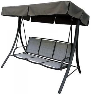 Courtyard Creations 3-Person Durable Outdoor Black Sling Swing with Adjustable Canopy