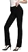 MOVING DEVICE Women's Dress Pant w/Buttons | Straight & Slim Trousers for Work & Casual Wear | Black