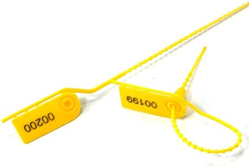 YAFENG Plastic Security Seal Pull Tight Seal Tear Off Plastic Tamper Proof Strap Seal for Extinguisher Yellow