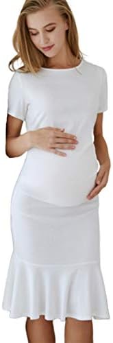 MARI CIAS Women's Fishtail Ruched Maternity Dresses Short Sleeve Bodycon Dress