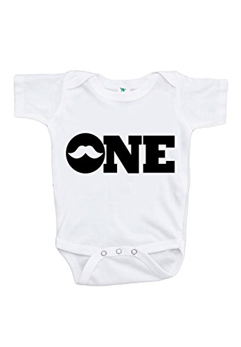 Custom Party Shop Baby Boy's Mustache First Birthday Onepiece Outfit 12-18 Months Black and White