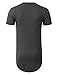Men's Basic Hipster Longline Drop Tail T-Shirts 2XL Charcoal