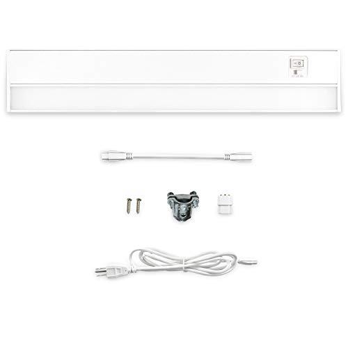 JULLISON 32 Inch LED Under Cabinet Light, Under Counter Light, Plug-In or Hardwired, 120VAC, 16W, CRI90+, 1200 Lumens, 3 Colors Changing, 2700K-3000K-4000K, Linkable, ETL Listed, Damp Location - White