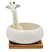 Cuteforyou Succulent Pots,Cute Animal Shaped Cartoon Ceramic Succulent Cactus Flower Planters with Bamboo Tray -Plant Not Included (Giraffe)