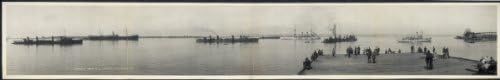 c1908 Torpedo boat distroyers sic at San Diego, Calif. 48" Vintage Panorama phot