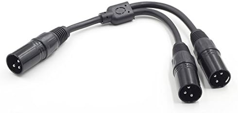 Kinmoku tech 0.5m/1.65ft XLR 3 Pin DMX 512 Signal Converter Male to 2 Male Splitter Adapter for Stage Light control