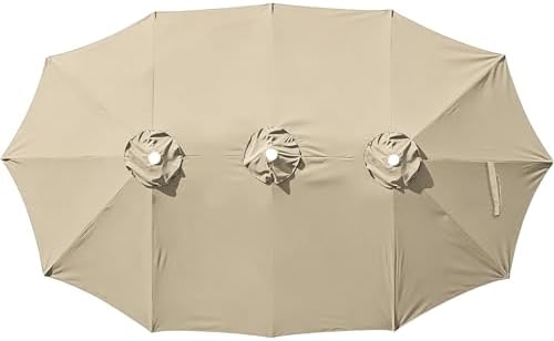 15 ft patio umbrella with base 15FT Patio Outdoor Umbrella Double Sided Large Umbrella Khaki