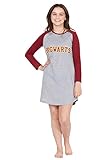 Harry Potter Big Girls' Hermione Granger 'Hogwarts House Crest' Varsity Quidditch Raglan Nightgown, Gray, 14