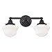 Schoolhouse Bathroom Light Bronze White Opal Glass 2 Light 17 Inch Length