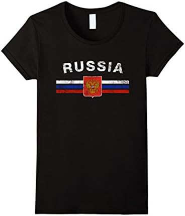Womens Russian Flag Shirt - Russian Emblem &amp; Russia Flag Shirt Large Black