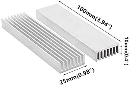 LuoQiuFa 4-Pack Silver Aluminum Heatsinks 100x25x10mm - Efficient Cooling Radiators for PCs, LEDs & Electronics