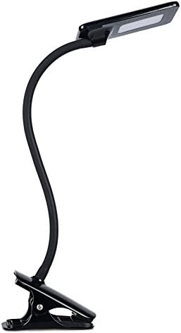 LED Clip On desk lamp, flexible gooseneck Reading study light 6W, dimmable table lamps with 3 brightness levels, touch control, black, 4000K.