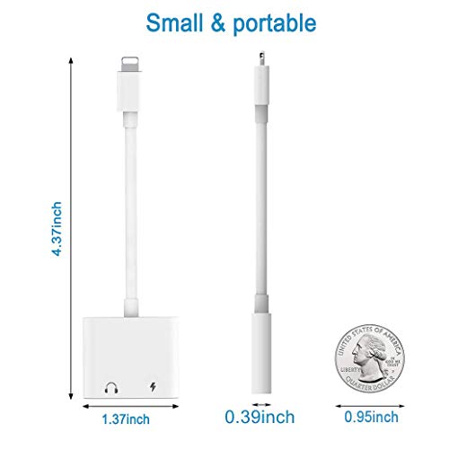 image for ZYNUN Headphone Adapter for iPhone X 3.5mm Splitter Jack Dongle Earpho