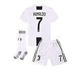 Yanfirstfc Juventus Home #7 Ronaldo 2018-2019 Kids/Youth White Soccer Jersey & Shorts & Socks
