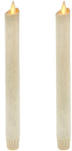 Ksperway 8" Set of 2 Ivory Unscented Wax Flameless Taper Candles