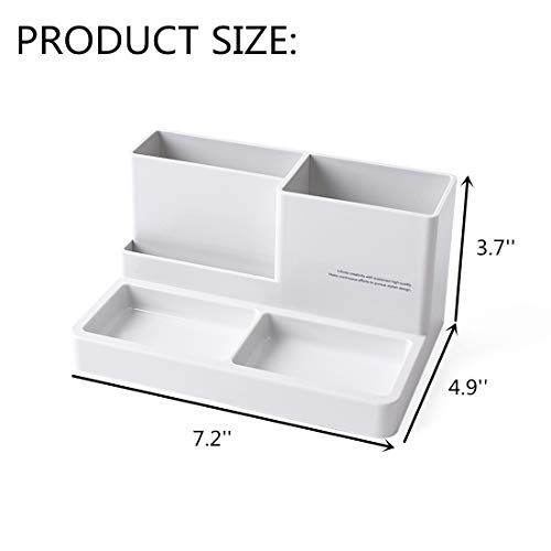 Citmage Desk Pen Holder Plastic Office Stationery 5 Compartments Desktop Organizer Storage Box for Gel Pens, Glues,Pencils, Markers, Erasers, Staplers (7.2" x5") (White) - Thumbnail 7
