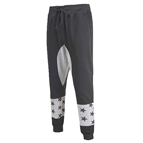 Allywit Men's Star Printed Sports Pant Fashionable Loose Comfortable Fitness Exercise Pant Dark Gray