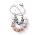 Mini-me Long Teething Necklace, 100% BPA Free Silicone Beads, Chewlery, Instant Pacifier, Teething and Drooling Relief (Pink, White, Gray)