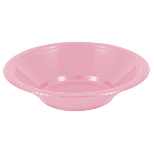 JAM PAPER Disposable Plastic Bowls - Small - 12 oz (7 Inch Diameter) - Baby Pink Pastel - 20/pack