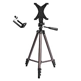 50 inches Camera Tripod with Universal Tablet Holder Mount Compatible for iPad Air,iPad 4 3 2,ipad Mini,Samsung Galaxy Tab,Tab 2,Tab 3,Tab 4,Tab 5,Tab Pro,Google Nexus,Kindle,iPhone,Microsoft Surface