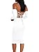 Doramode Women's Sexy Off Shoulder Long Sleeves Back Lace up Crop Top Midi Pencil Bodycon 2 Pieces Set Club Dress