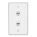 TNP Ethernet Network Cat5E Wall Plate - Dual 2 RJ45 Keystone Connector Socket Wiring Plug Jack Decorative Face Cover Outlet Mount Panel Female to Female RJ45 Keystone