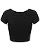 Fifth Parallel Threads FPT Womens Basic Short Sleeve Scoopneck Crop Top Black S