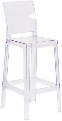 MFO Ghost Barstool in Transparent Crystal with Square Back