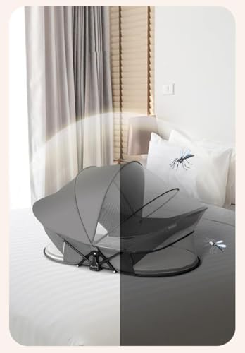 CENXI Travel Bassinet Portable Baby Bed for Newborn Infants-Folding Bassinet in Bed Mini Crib Breathable Travel Bed Quick Fold Newborn Infant Sleeper with Mosquito Net and Travel Bag (Khaki)