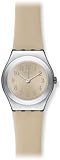 Swatch Cuepli Beige Dial Stainless Steel Leather Strap Ladies Watch YSS280