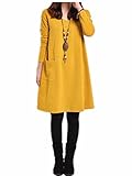 Gaobei Casual Women Vintage Long Sleeve Blouse Tops Loose Pockets Sweater Tshirt Dress
