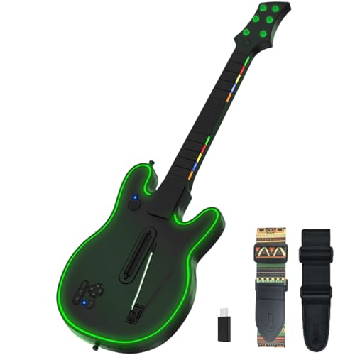 Lyvix Wireless Guitar Controller for PS4/PS3/PC - For Guitar Hero, Rock Band, Clone Hero & Fortnite Festival, with Colorful Strap and RGB Light