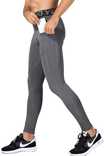 Lavento Men's Compression Pants Running Tights Leggings with Phone Pockets (3 Pack-3911 Black/Gray/Blue,Large) - Thumbnail 7