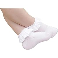 Searchself Girls Cotton Lace Trim Ruffle Low Cut Socks 3 Pack/3-8 Ages (3-5 Years, 3 colors)