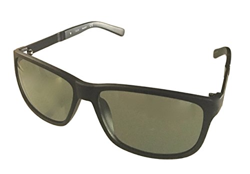 Timberland Matt Black Mens Plastic Rectangle Sunglass, Smoke Lens TB7143 2N