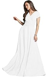 KOH KOH Womens Long Cap Short Sleeve V-Neck Flowy