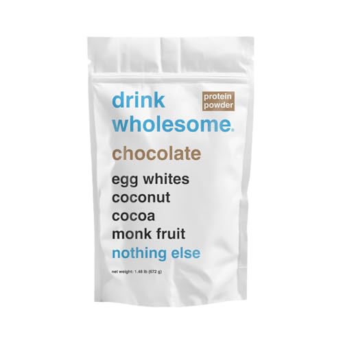 drink wholesome Chocolate Egg White Protein Powder for Sensitive Stomachs | Minimally-Processed, Whole-Food Protein | Additive-Free, Dairy-Free, Gluten-Free | Low FODMAP