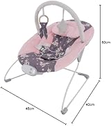 LADIDA Baby Bouncer with Music and Vibration Plum Blossom Design 0-6 Months view 7