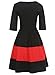 oxiuly Women's Vintage Half Sleeve O-Neck Contrast Casual Pockets Party Swing Dress OX253 (L, Black)