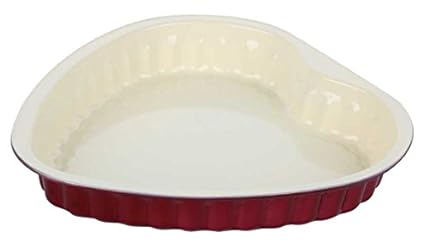 Wonderchef Carbon Steel Heart Cake Mould, 1.5 Litres/28cm, White/Maroon