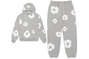 CUUONTRIE Denim Hoodie Cute Graphic Tracksuit 2 PCS Unisex Y2K Preppy Clothes Hoodie Denim Dupes Tears Sweatshirt J/Q