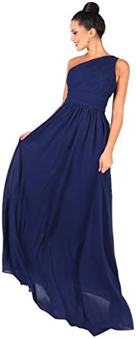 KRISPOne Shoulder Maxi Prom Dress (Navy, 10), 4814-NVY-10