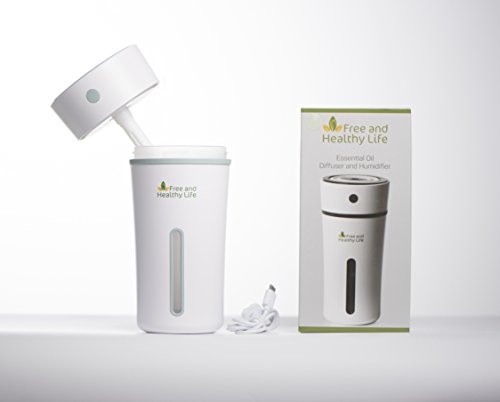 Free and Healthy Life Mini humidifier Travel Portable Car Small Cool Mist Office Nightstand LED Light Ultrasonic Capacity 300ml - Green Accent