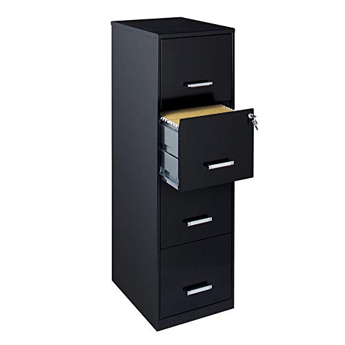 18" Deep Light Duty 4 Drawer Metal Letter File Cabinet in Black