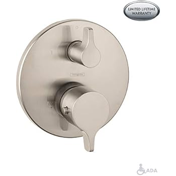 Hansgrohe 4448820 S/E Pressure Balanced Valve Trim with Integrated Diverter, Small, Brushed Nickel