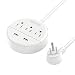 Power Strip with USB, NTONPOWER Travel Power Strip Flat Plug, 3 Outlet 2 USB Desktop Charging Station with 5ft Extension Cord Wall Mount for Cruise Ship, Travel, Home, Nightstand and Office, White primary